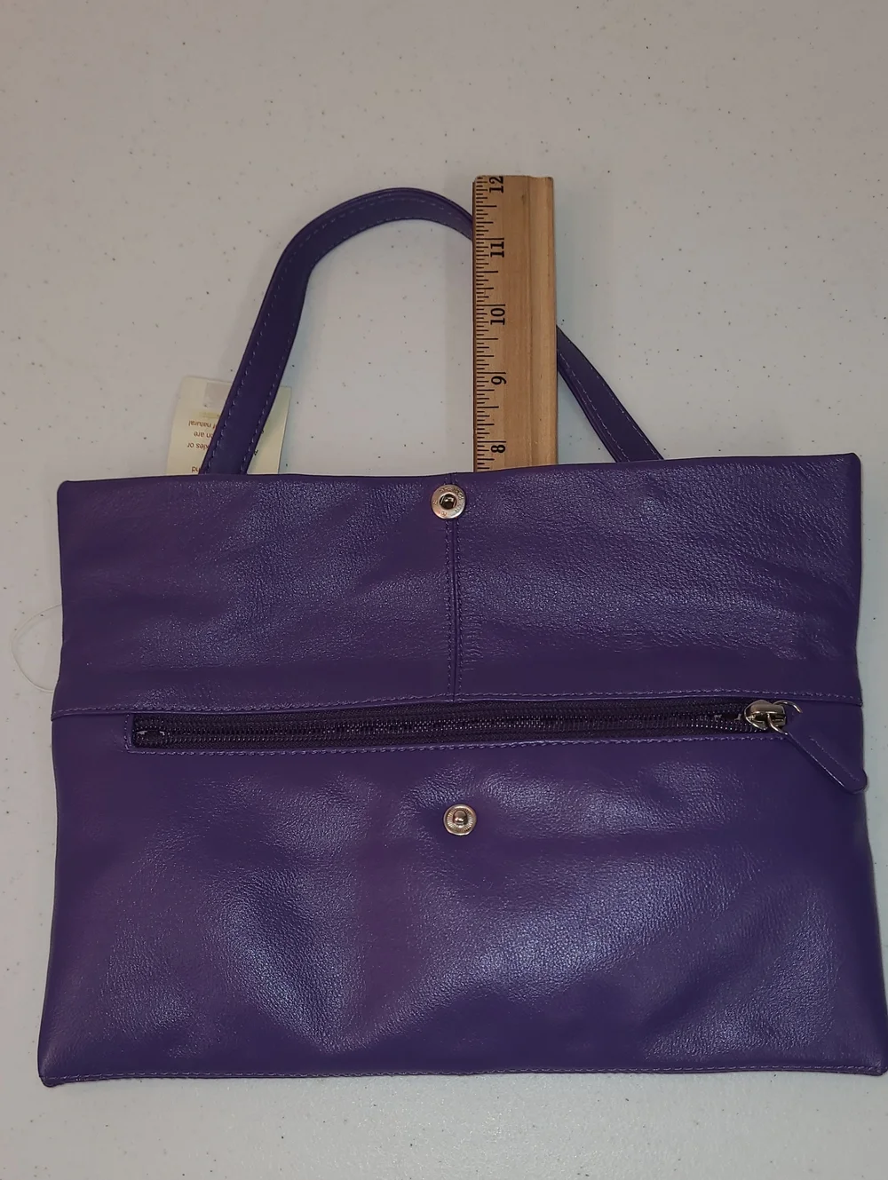 ILI Vintage 80's Leather Purple Fold-Over Shoulder Bag Satin Leopard Lining
